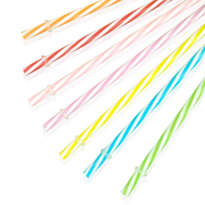 OKGD 100 Piece Reusable Hard Plastic Straws. BPA-Free, 9 Inch Long Stripe Drinking Straws, Outer Diameter 0.28 Inch