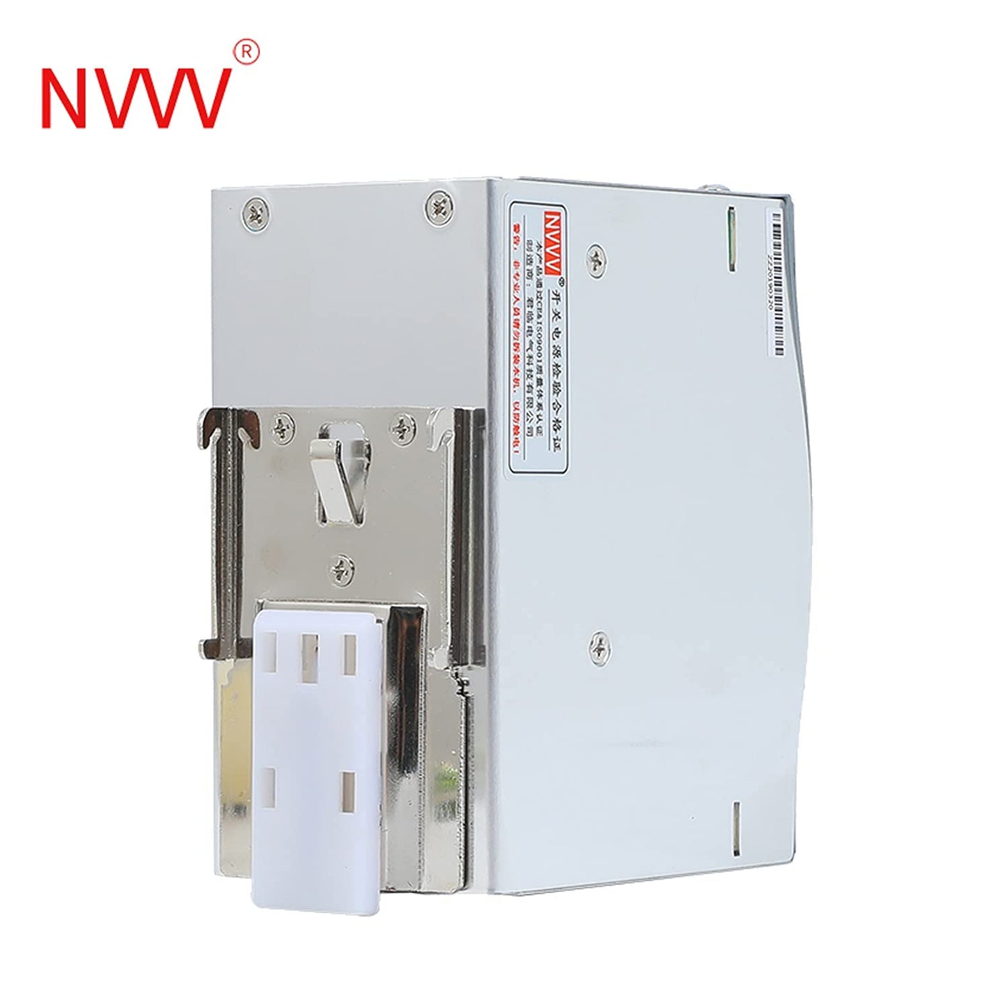 NVVV DR-120-24 AC/DC-Netzteil für DIN-Schiene, 24 V, 5 A, 120 W, Betriebstemperatur, Überlastschutz, Metall, Silber/Grau