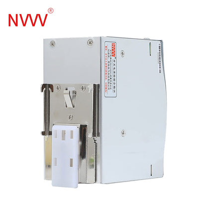 NVVV DR-120-24 AC/DC-Netzteil für DIN-Schiene, 24 V, 5 A, 120 W, Betriebstemperatur, Überlastschutz, Metall, Silber/Grau