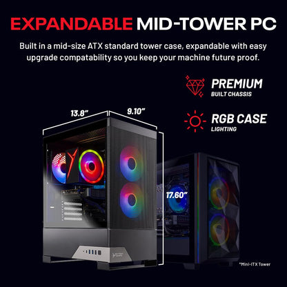 Skytech Gaming Nebula 2 Gaming-PC, Intel i5 14400F 2,5 GHz, NVIDIA RTX 5050 8 GB, 1 TB NVMe SSD, 16 GB DDR5 RAM 5200, 650-W-Netzteil (Gold-zertifiziert), WLAN, Windows 11, Gaming-Desktop