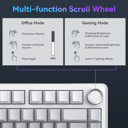 TECURS 75% Mechanical Keyboard for Gaming & Office, Creamy Sound, Gasket Mount, Hot-Swap RGB Backlit 81 Keys Keyboard for Laptop/PC/Mac, 2.4G/Bluetooth/Wired Mode, Gradient Grey