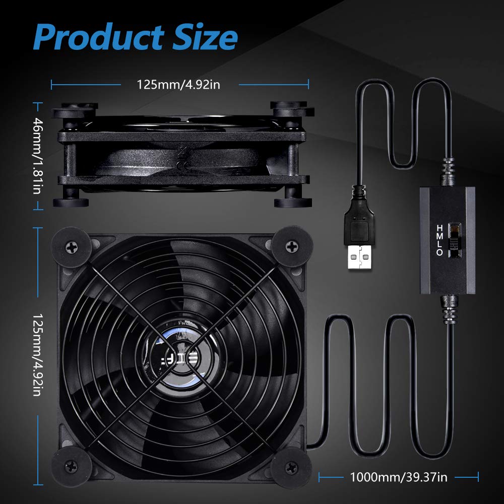 Quiet 80mm USB Fan, 5V USB Portable Cooling Fan for Flat Panel Xbox DVR PlayStation Router TV Receiver Computer Cabinet Cooler