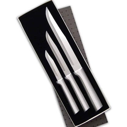 Rada Cutlery 3-Piece Housewarming Knife Gift Set (S02), Stainless Steel Hollow Ground Blades, Made in USA, Silver Handles