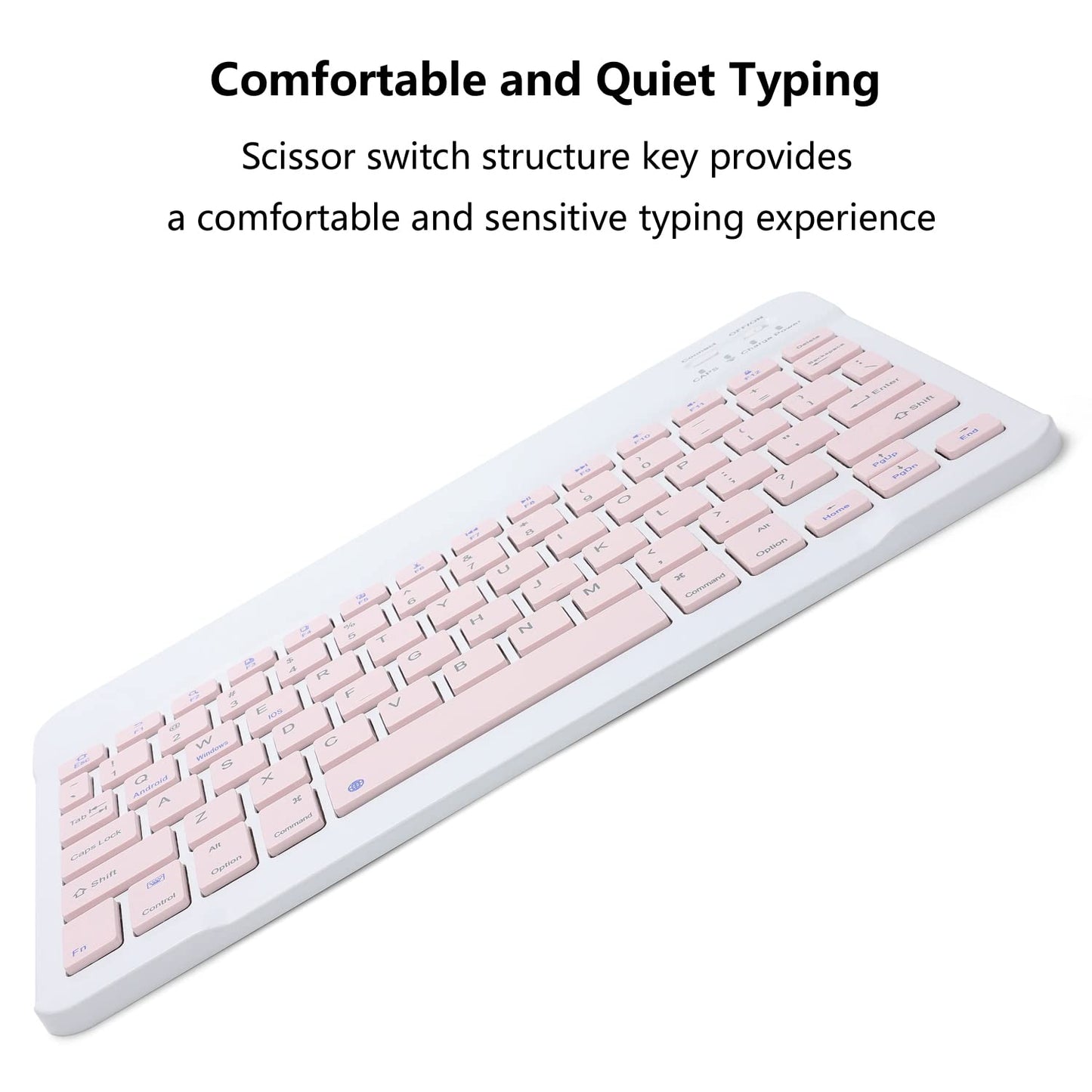 Wiederaufladbare Bluetooth-Tastatur und -Maus-Kombination für iPad, ultradünne, tragbare kabellose Maus-Tastatur für iPad Pro, Air, Mini, iPhone, Samsung Tablet, Handy, Android, iPadOS/iOS 13 und höher (Pink)