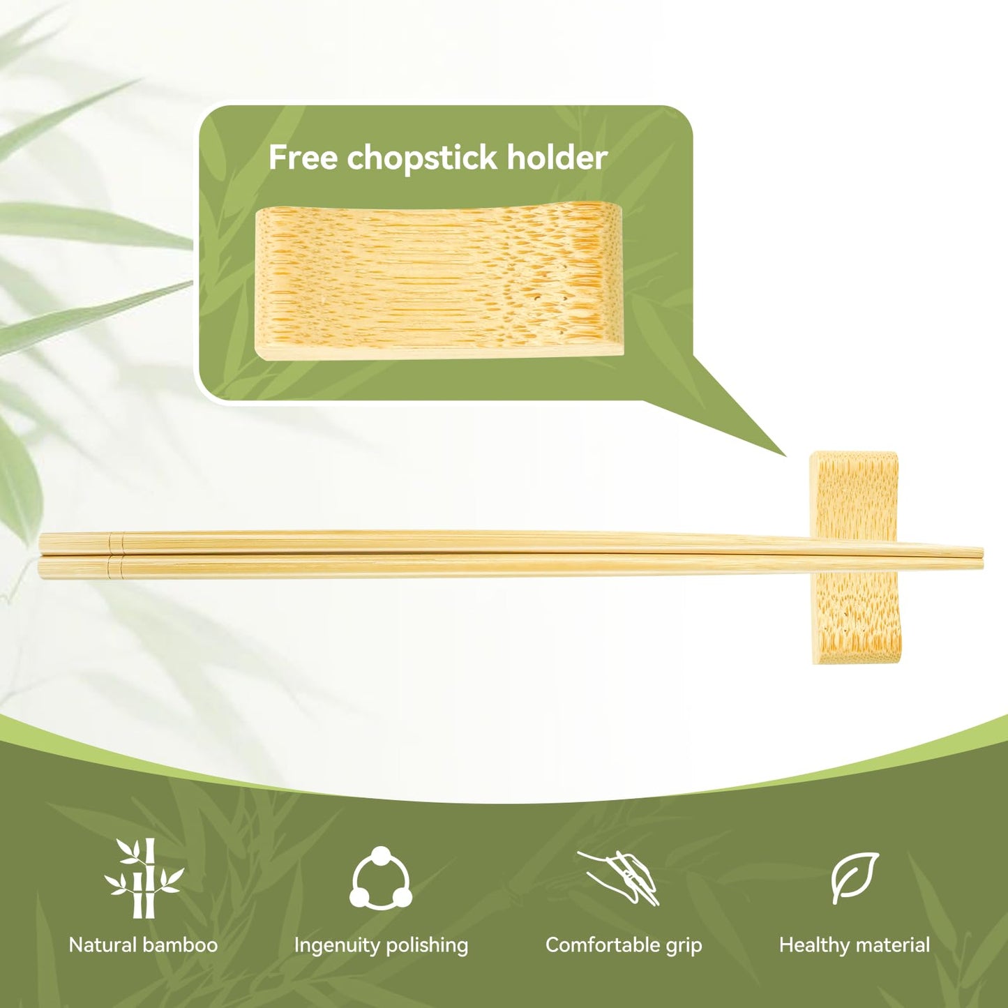 9.5 Inch X 5 Pairs Chopsticks,Reusable,Simplea and Minimalistic Design,More Size Choices 7"/9.5"/12"