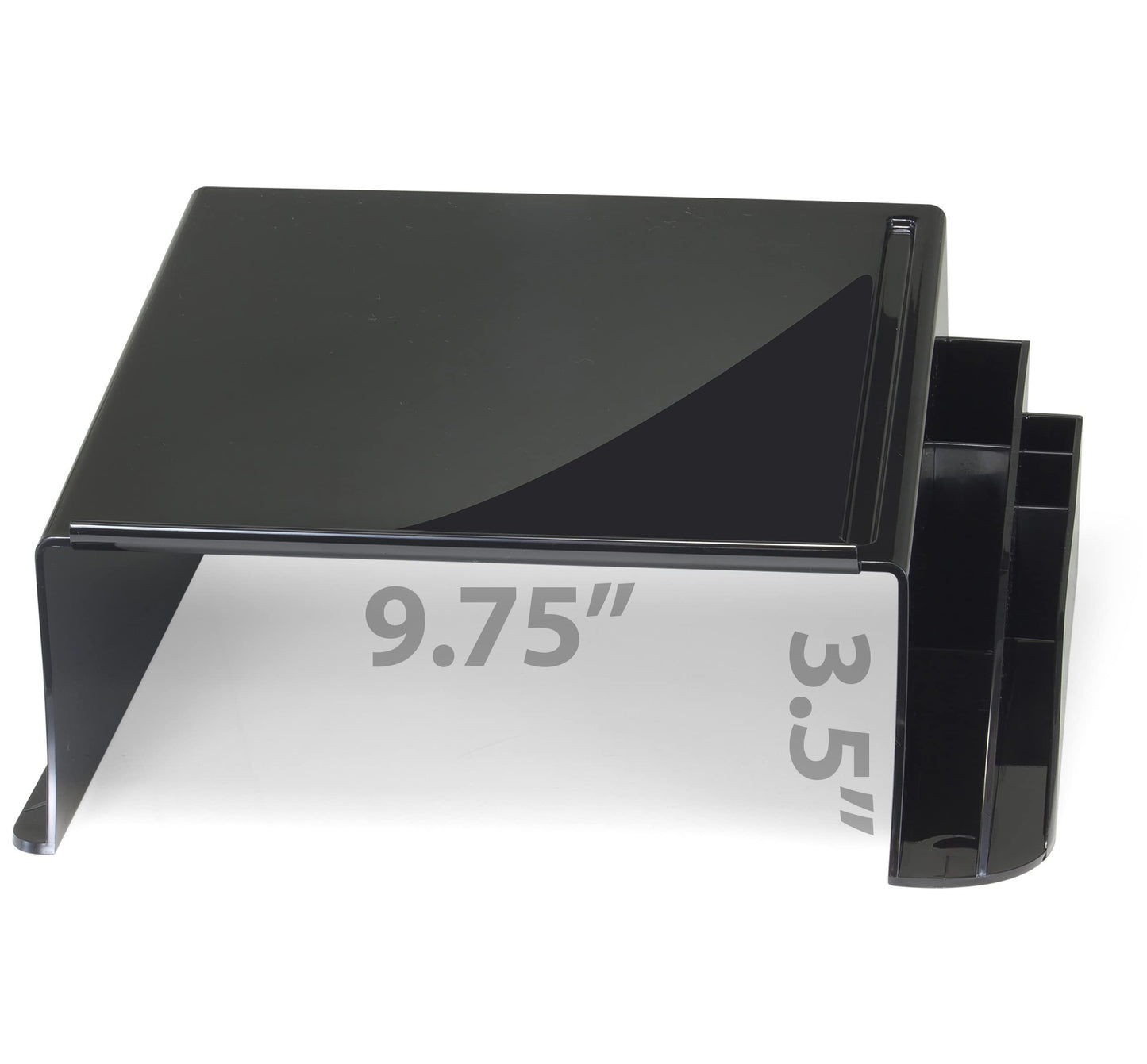 Officemate Telephone Stand, Laptop Stand, Black Plastic Computer Riser, Laptops Elevator for Desk, 12.5 x 10 .125 x 5.25 Inches, Black (21522)