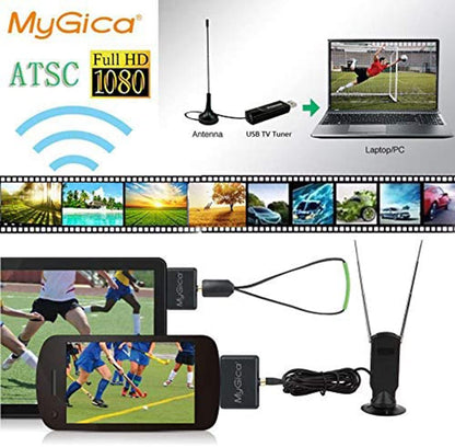 MyGica Type-C USB TV Tuner Card, Watching ATSC Digital TV Anywhere, Freeview HD TV Receiver, Recast Wireless HDTV Stick Tuner Adapter, USB TV Antenna for Android Phone Tablet PC Pad, No Internet Need