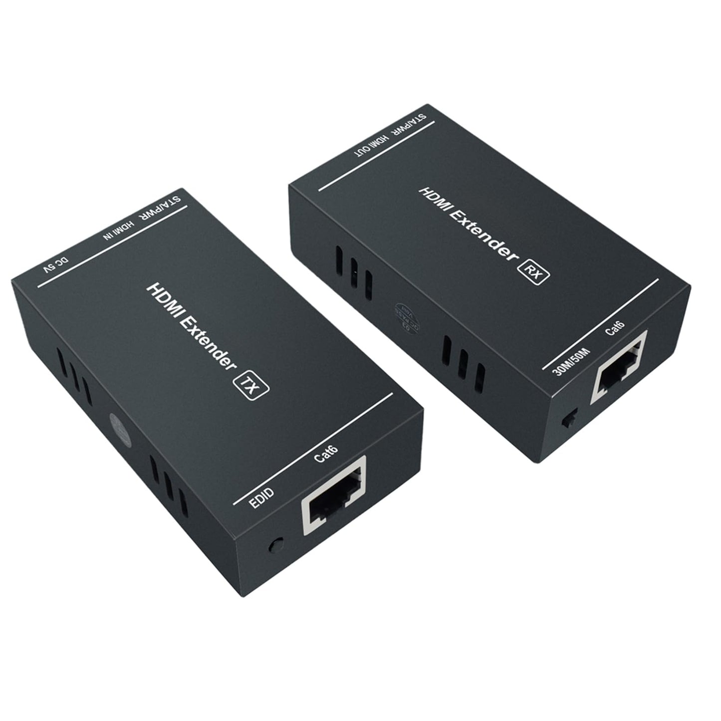Steetek HDMI-Extender 1080p@60Hz, 3D, über ein einzelnes Cat5e/Cat6/Cat 7-Kabel, Full HD unkomprimierte Übertragung bis zu 50 m (164 Fuß), EDID- und POC-Funktion unterstützt (Sender und Empfänger)