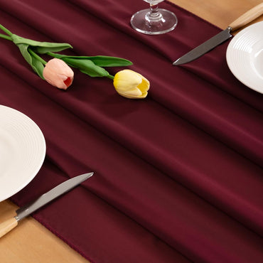 Socomi Burgundy Chiffon Table Runner Fall Thanksgiving Boho Rustic 10ft 29x120 Inches Wedding Runner Sheer Bridal Shower Decorations