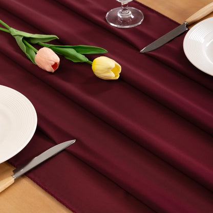 Socomi Burgundy Chiffon Table Runner Fall Thanksgiving Boho Rustic 10ft 29x120 Inches Wedding Runner Sheer Bridal Shower Decorations