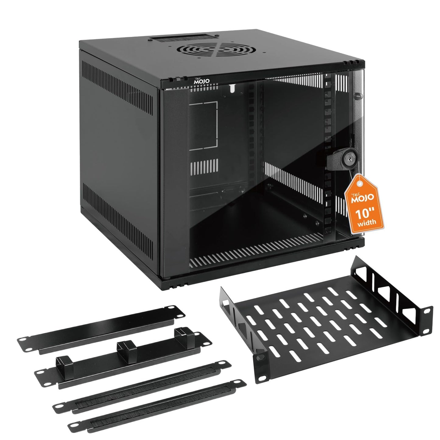 Tecmojo 6U 10 inch Rack, Wall Mount Network Cabinet Set,12.3W x 13D x 11.8H- Load Capacity 110Lbs(50 kg),Black 10" Wall Housing Server Rack Set