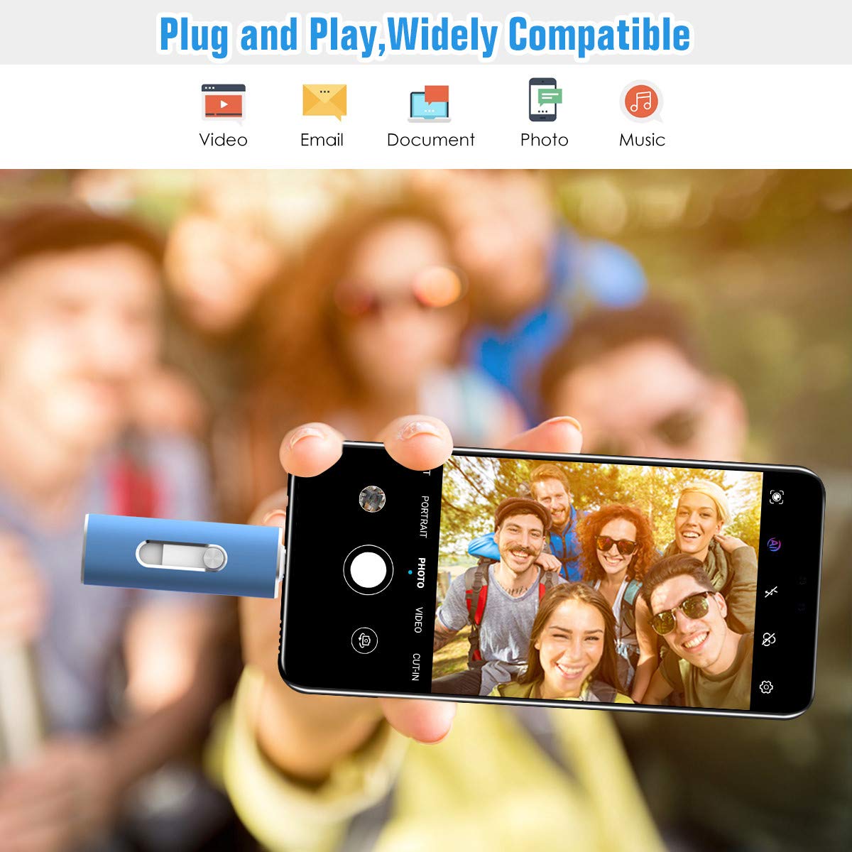 256GB Flash Drive, Aiibe USB C Flash Drive 256GB Dual USB 3.1 USB C Memory Stick OTG Type C Thumb Drive 256 GB USB C Drive for PC Tablet TV Car Type C Smart Phone (256G, Blue)