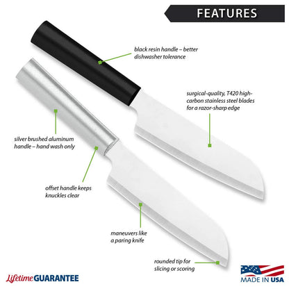 Rada Cutlery Cook’s Utility Knife (R140), 4.75" Stainless Steel Hollow Ground Blade, Made in USA, Silver Handle