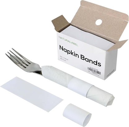NATURALABEL Napkin Bands, Paper Napkin Rings Self Adhesive 500-Count (White)