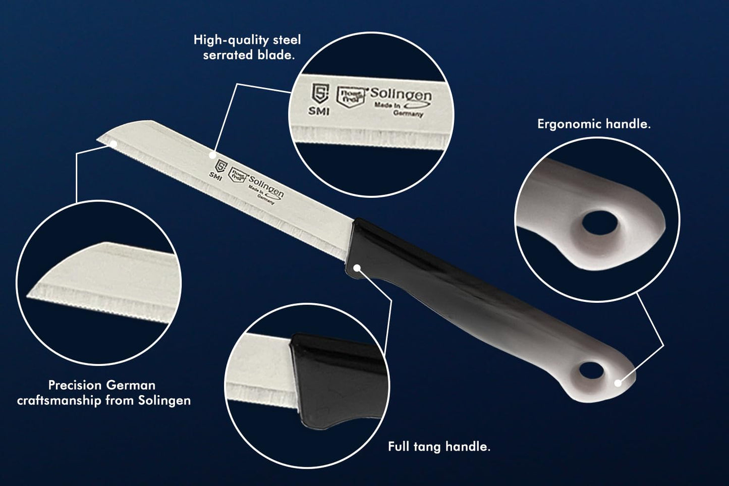 SMI 6 Pcs Paring Knife Set Serrated Solingen Germany Vegetable Knife Fruit Kitchen Knife Flexible Multi Color