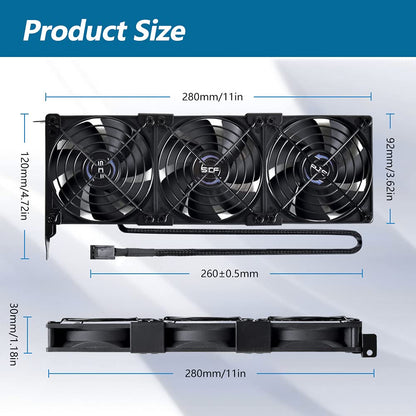 SCCCF 3x90mm 92mm Graphic Card Fans, Graphics Card Video Card VGA PCI Slot Fan GPU Cooler