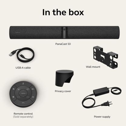Jabra PanaCast 50 – Intelligente 180°-Panorama-4K-Videokamera für Besprechungsräume – Umfassende Videokonferenzkamera mit vollständiger Raumabdeckung, einfach einzurichtende Weitwinkel-Webcam mit Mikrofonen – Schwarz 