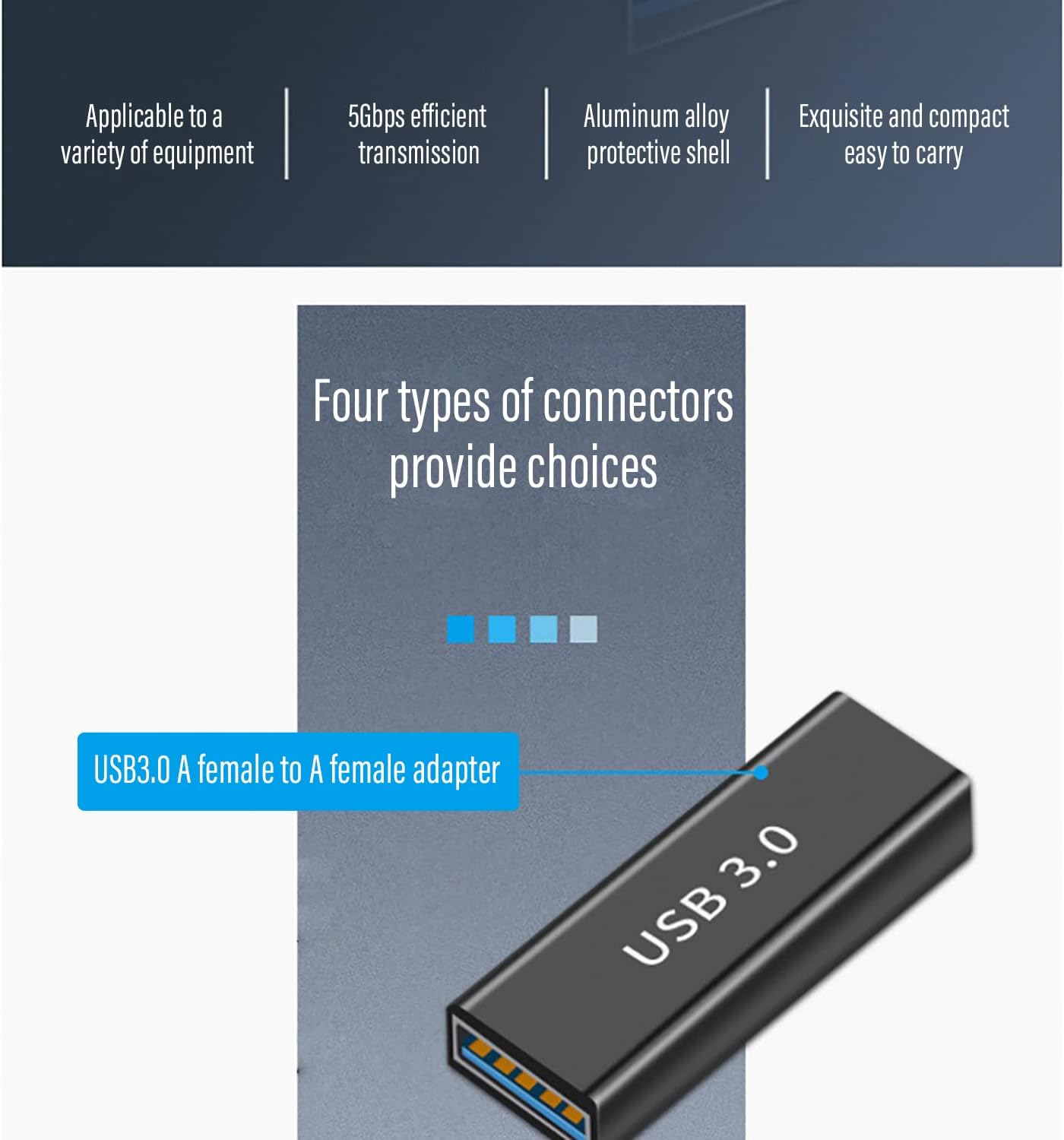 3kinds of USB 3.0 apters kit, USB 3.0 Female to Female and Male to Male and Female to Male, high Speed Convert Extension Coupler Connector converte,Black