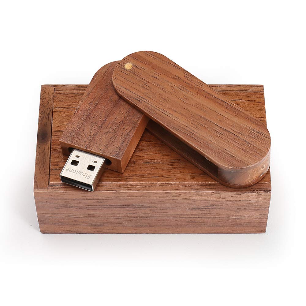 Novelty Wooden USB 2.0 Flash Drive 64GB Data Storage Memory Stick USB Stick Rotate Pendrive with Wooden Box