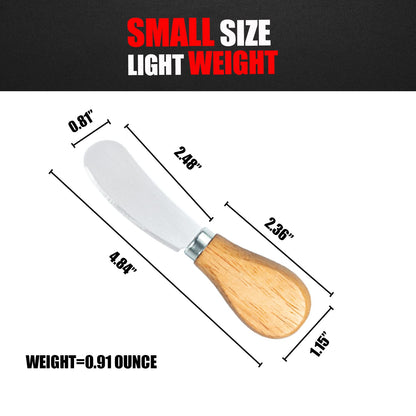 Small Cream Cheese Spreader Knives Set,Wooden 5in,Stainless Steel Butter Knife Spreader for Cocktail,Condimets,Dips,Appetizers,Jam,Pastry,Sandwich,Toast,Bagel,Charcuterie Board Serving Party Supplies