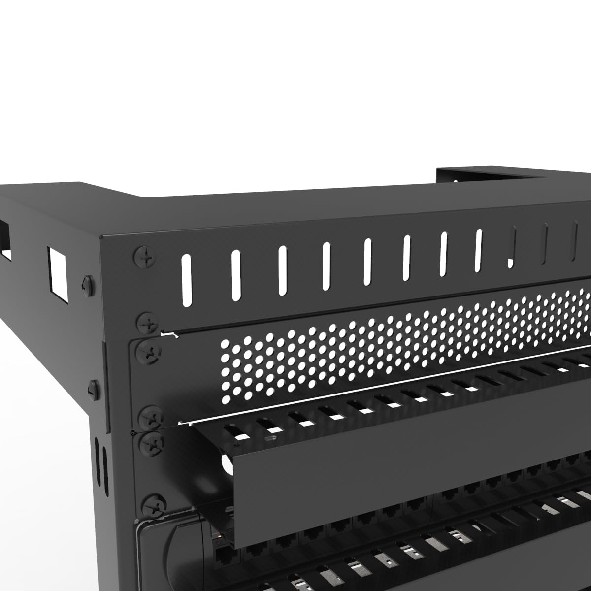 QiaoYoubang 5er-Pack 1U Lüftungs-Blindplatte - Stahl-Blindplatte für Rackmontage, Abstandshalter für 19-Zoll-Serverschränke oder -Gehäuse, Schwarz (1UVBP5PC)