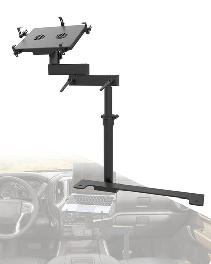 SPIRRELAB Truck Laptop Mount Fit for 19-25 Chevy Silverado, Tahoe, GMC Sierra, No-Drilling Vehicle Laptop Mount Built-in Cooling Fan Adjustable Truck Computer Stand