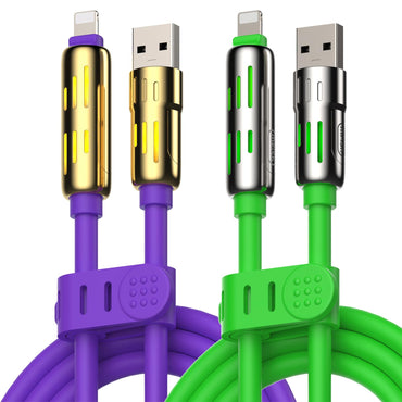 MFish 240W 4-in-1 Universal USB Charging Cable [2 Pack, 6.6ft] - Fast Charger Cord with USB-A, Dual USB-C & Lighting, for iPhone 14/15/16/17 Series, iPad & MacBook & More (2PACK, Purple+Green, 6.6Ft)