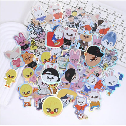Stray-Kids Stickers Cartoon Laptop Sticker Great for Skateboard Car Bicycle Door Snowboard Waterproof Schoolbags（100PCS-Black）