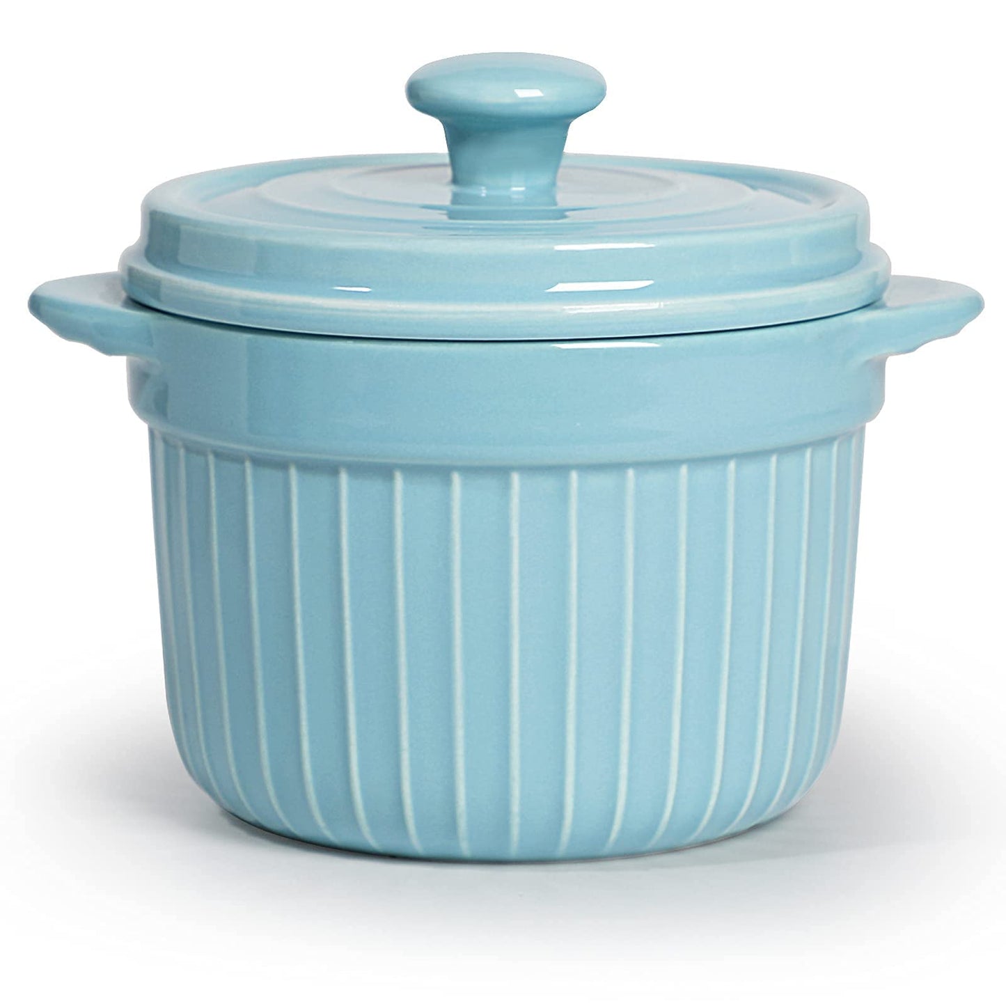 ONTUBE Ceramic Bacon Grease Container Keeper with Strainer, Frying Oil Storage Can, Turquoise