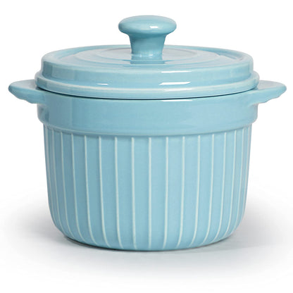 ONTUBE Ceramic Bacon Grease Container Keeper with Strainer, Frying Oil Storage Can, Turquoise