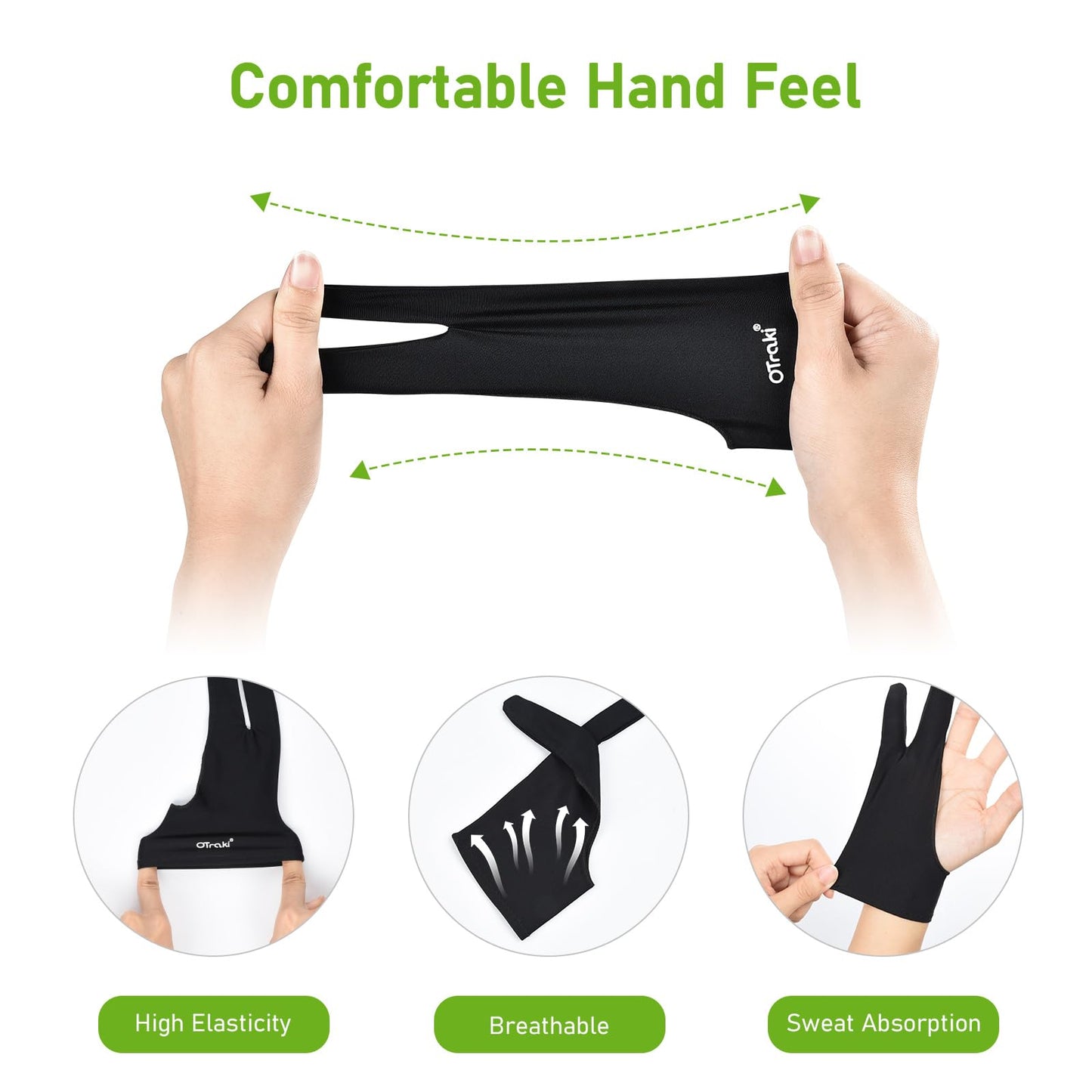 OTraki Drawing Glove 4 Pack Artist Gloves Digital Art Free Size with Two Fingers Tablet Right Hand for Graphics Pad Painting Good for Right or Left Hand - 2.95 x 7.87 inch