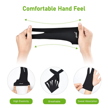 OTraki Drawing Glove 4 Pack Artist Gloves Digital Art Free Size with Two Fingers Tablet Right Hand for Graphics Pad Painting Good for Right or Left Hand - 2.95 x 7.87 inch