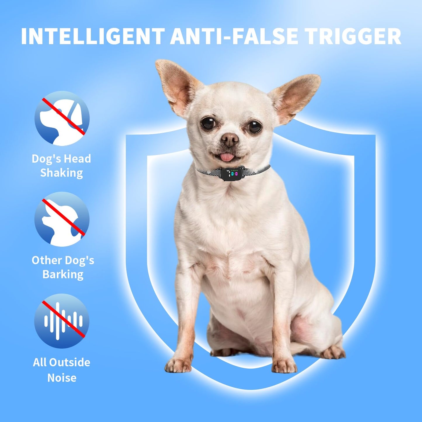 RICIVI Anti-Bark Collar for Small Dogs, No Shock Anti Barking Collars with 7 Sensitivities, 3 Adjustable Modes Beep & Vibration, IP67 Waterproof - Effective & Humane, Premium Black