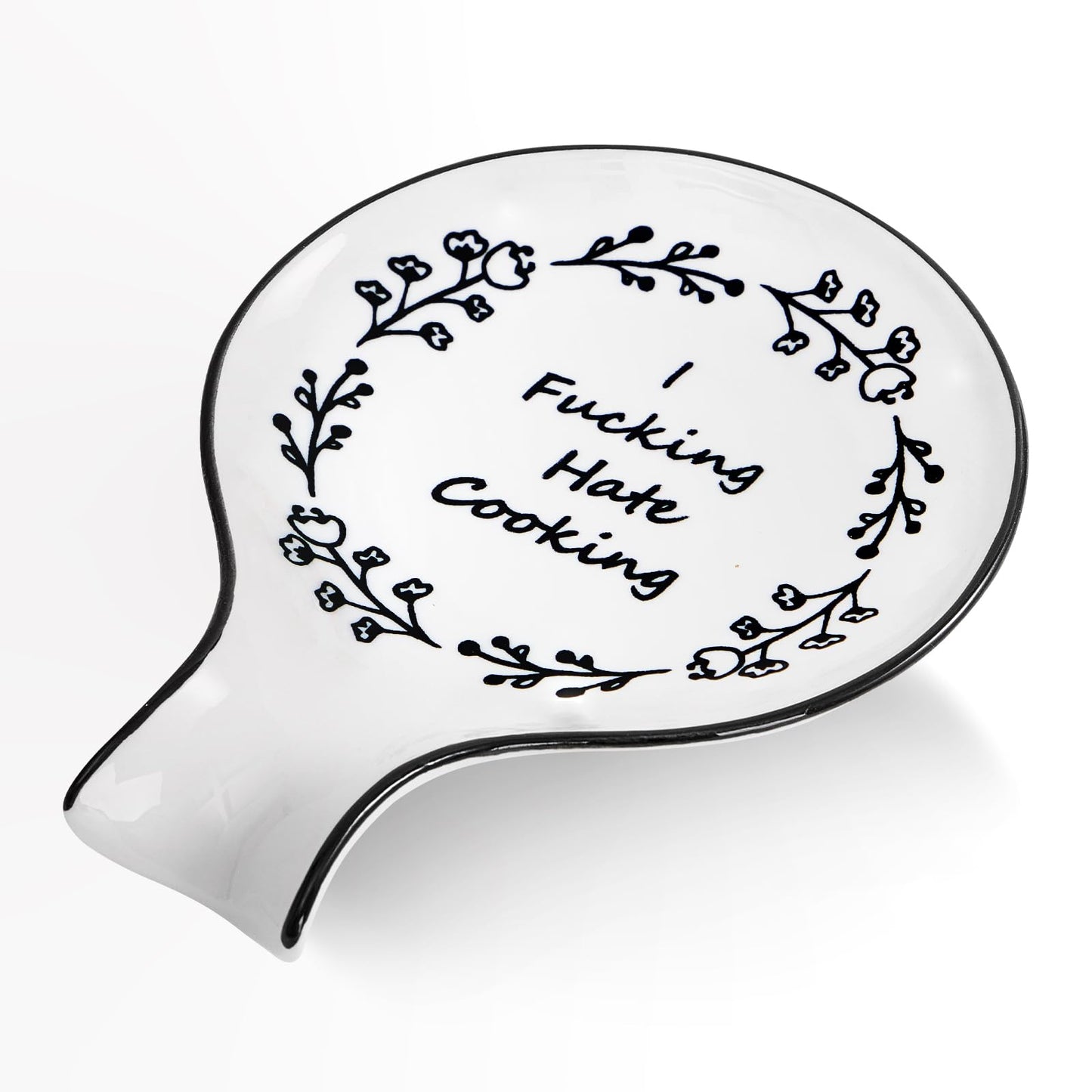 Löffelablage aus Keramik, Kochlöffelhalter für Küchenarbeitsplatte/Herd/Esstisch, modernes Landhausdekor, groß (blau) 