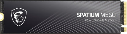 MSI SPATIUM M560 PCIe 5.0 NVMe M.2 1TB Portable SSD, 1TB Internal Solid State Drive, Speeds Up to 10200MB/s, USB-C, Reliable Storage for Gaming, Students, Professionals, Black