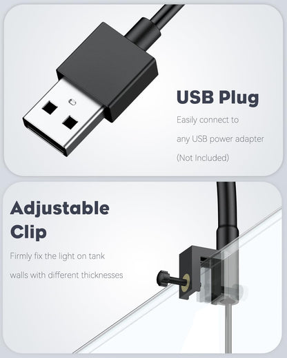 Pawfly 6 W LED Aquarium Light for 1 to 5 Gallon Fish Tanks Clip On Fish Tank Light USB Moving Aquarium Lamp with Full Spectrum Dimmable White Blue Red Green Lights with Timer (Adapter Not Included)
