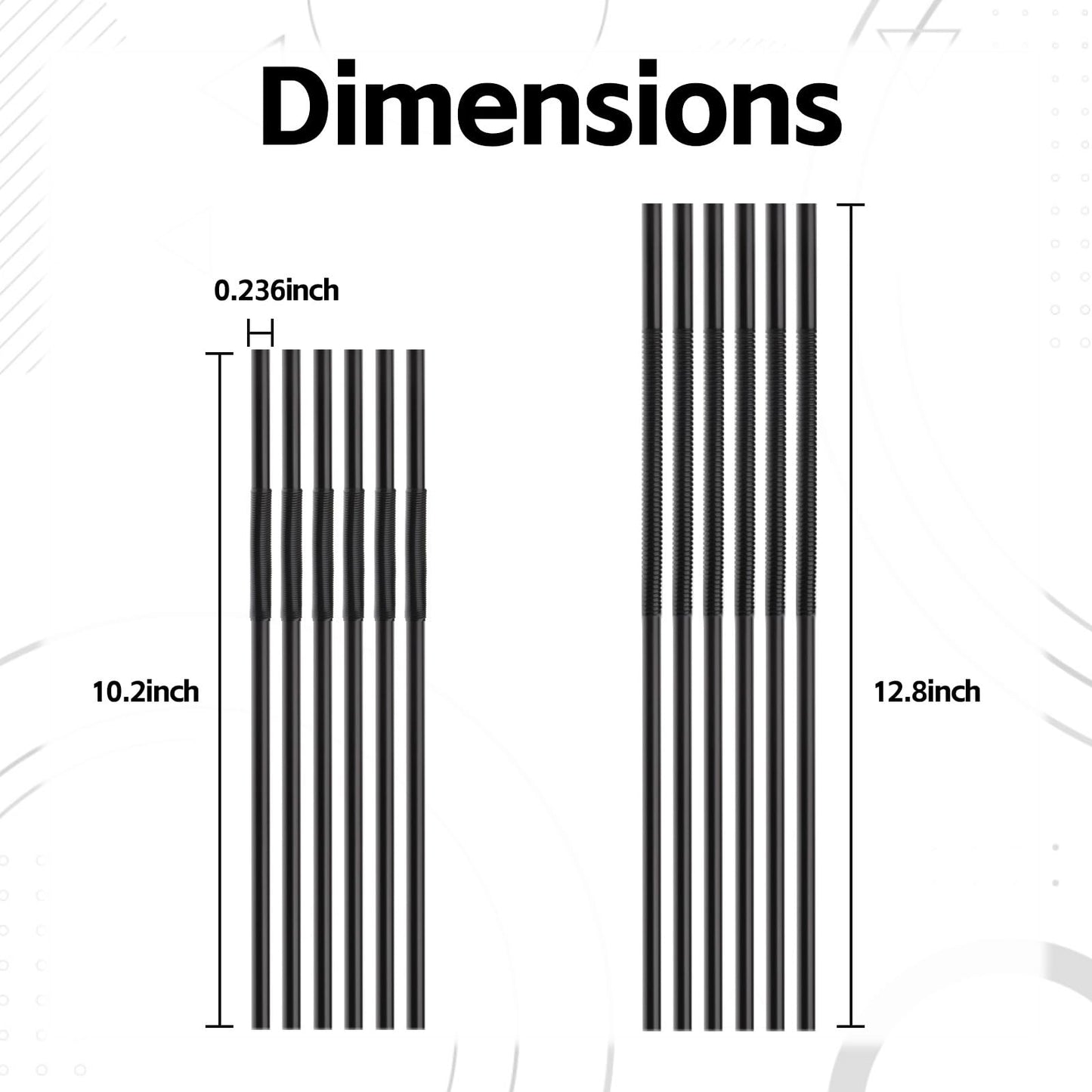 SONGNASS 100PCS Black Flexible Plastic Straws,Black Disposable Bendy Party Fancy Straws13inch Extra Long Straws Party Decorations