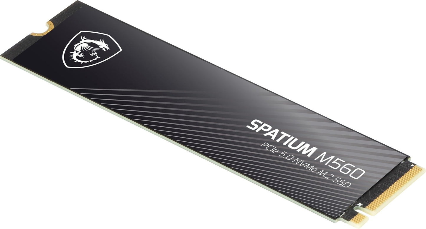 MSI SPATIUM M560 PCIe 5.0 NVMe M.2 1TB Portable SSD, 1TB Internal Solid State Drive, Speeds Up to 10200MB/s, USB-C, Reliable Storage for Gaming, Students, Professionals, Black