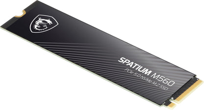 MSI SPATIUM M560 PCIe 5.0 NVMe M.2 1TB Portable SSD, 1TB Internal Solid State Drive, Speeds Up to 10200MB/s, USB-C, Reliable Storage for Gaming, Students, Professionals, Black