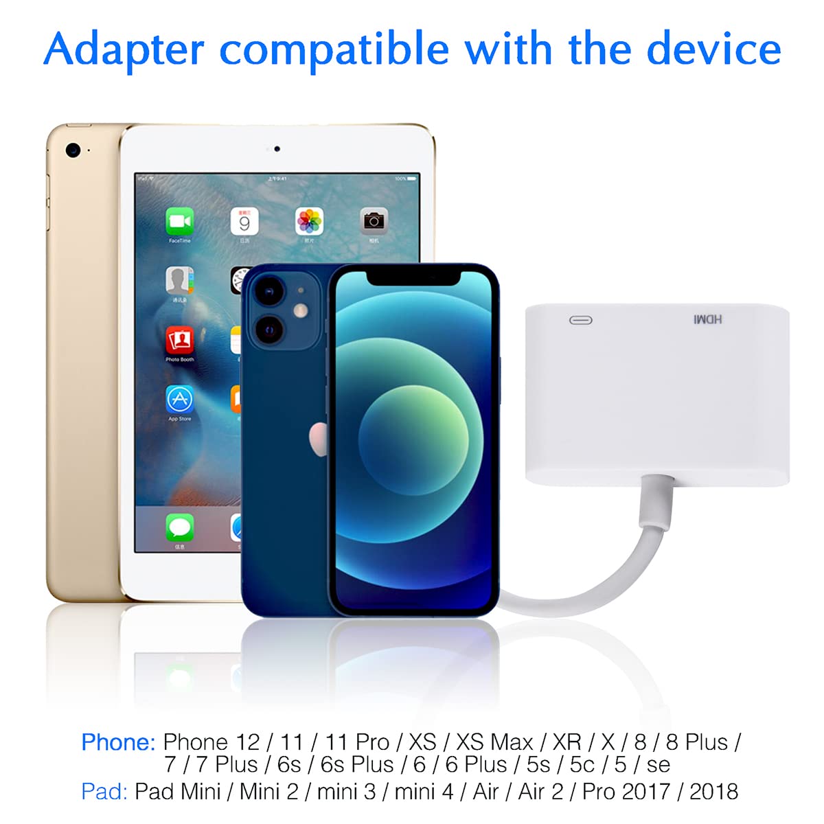[Apple MFi-zertifiziert] Lightning-auf-HDMI-Adapter für iPhone und Fernseher, iPhone HDMI-Adapter 1080p Digital AV Sync Bildschirmanschlusskabel, kompatibel mit iPhone 14/13/12/11/XS/XR/X/8/7, keine Stromversorgung erforderlich