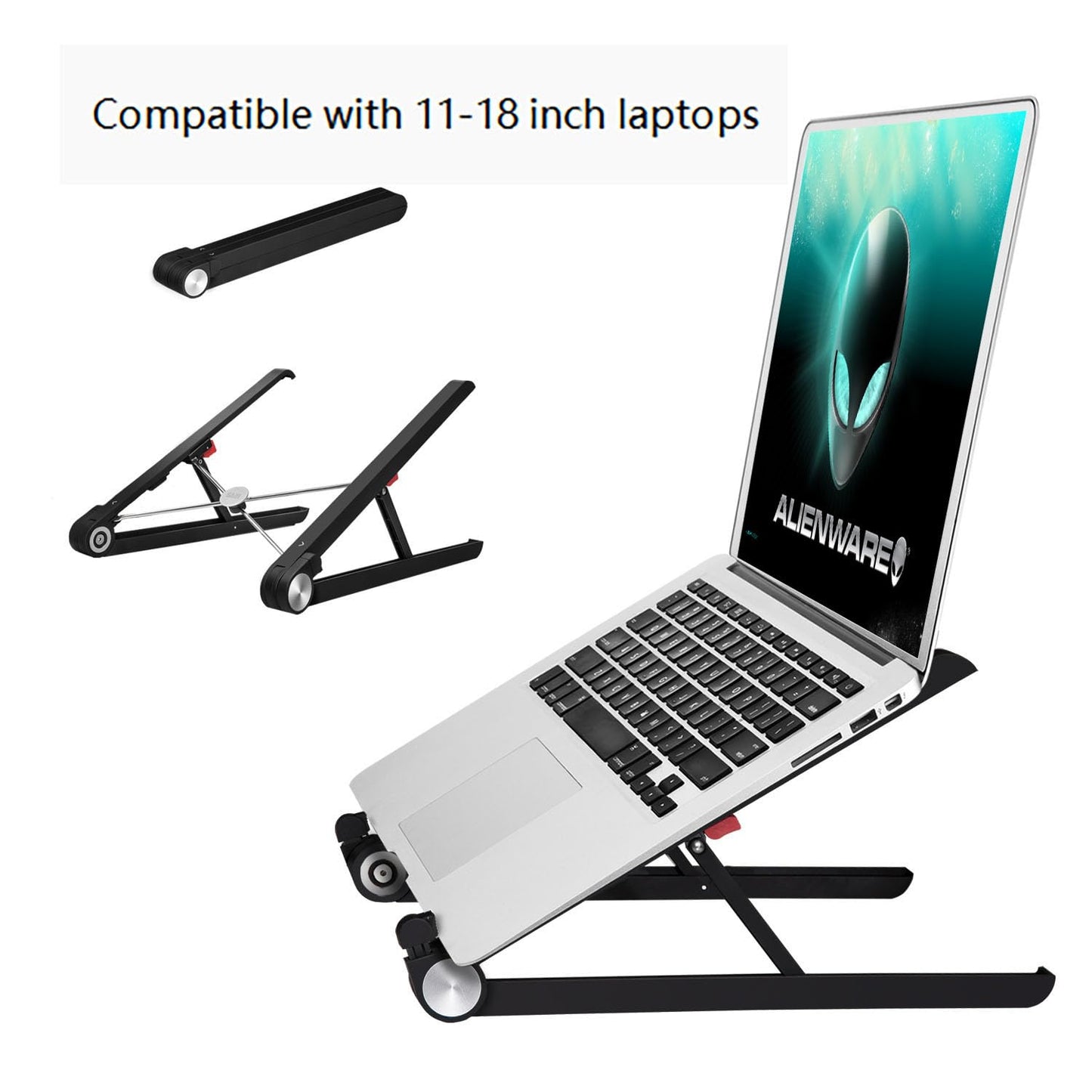 Tragbarer Laptopständer für Dell Alienware m17 m16 m15 m18 x17 x16 x15 x14 Area-51m 16 Aurora 14 15 16 17 18 Zoll Gaming-Laptops für den Schreibtisch, hergestellt aus verstärktem Nylon, Edelstahl 304 und Silikon