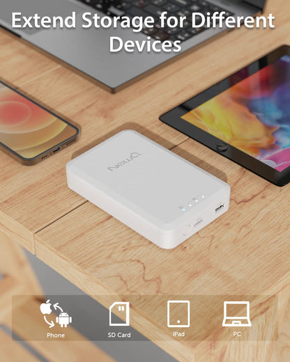 NEWQ 1TB External Hard Drive for iPhone, iPad, MacBook - USB 3.0, 2.0, 2.0 3.0 - Compatible with iOS & Android, Store Photos, Videos, Music, Documents