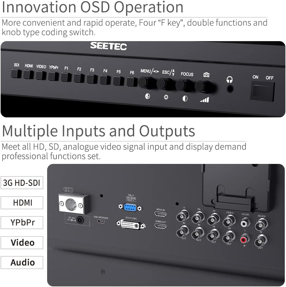 SEETEC P215-9HSD-192 21.5 Inch Broadcast Production LCD Monitor 3G SDI 4K HDMI Input and Output IPS Full HD 1920x1080