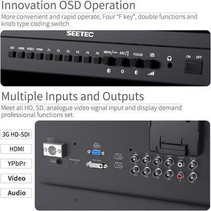 SEETEC P215-9HSD-192 21.5 Inch Broadcast Production LCD Monitor 3G SDI 4K HDMI Input and Output IPS Full HD 1920x1080