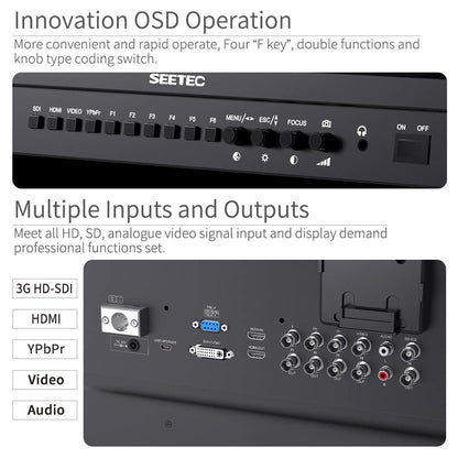 SEETEC P215-9HSD-192 21,5 Zoll LCD-Monitor für Broadcast-Produktionen, 3G SDI, 4K HDMI Ein- und Ausgang, IPS Full HD 1920x1080