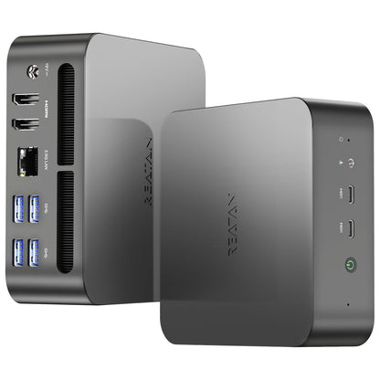 Reatan Mini PC Gaming AI AMD Ryzen 9 7940HS 64GB DDR5 2TB(2 * 1TB) NVME SSD 5600 MHz RAM, Desktop Mini Computers, Radeon 780M Graphics, 2.5Gbps LAN, USB4, HDMI 2.1, 8K USB 4.0 Wi-Fi 6E/BT5.3