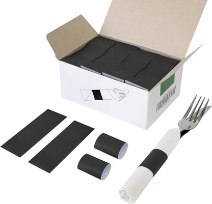 NATURALABEL Standard Napkin Band, Paper Napkin Rings Self Adhesive 2000-Count (Black)