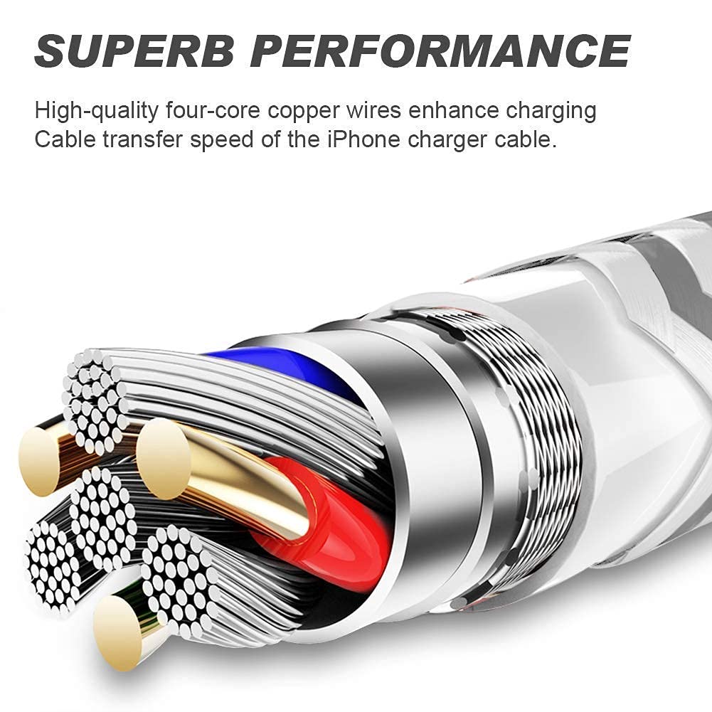[Apple MFi Certified] 6Pack[3/3/6/6/6/10ft] iPhone Charger Lightning Cable Compatible iPhone 14ProMax/14Pro/14/14Plus/13Pro/13/12Pro/12/11 and More-Silver&White