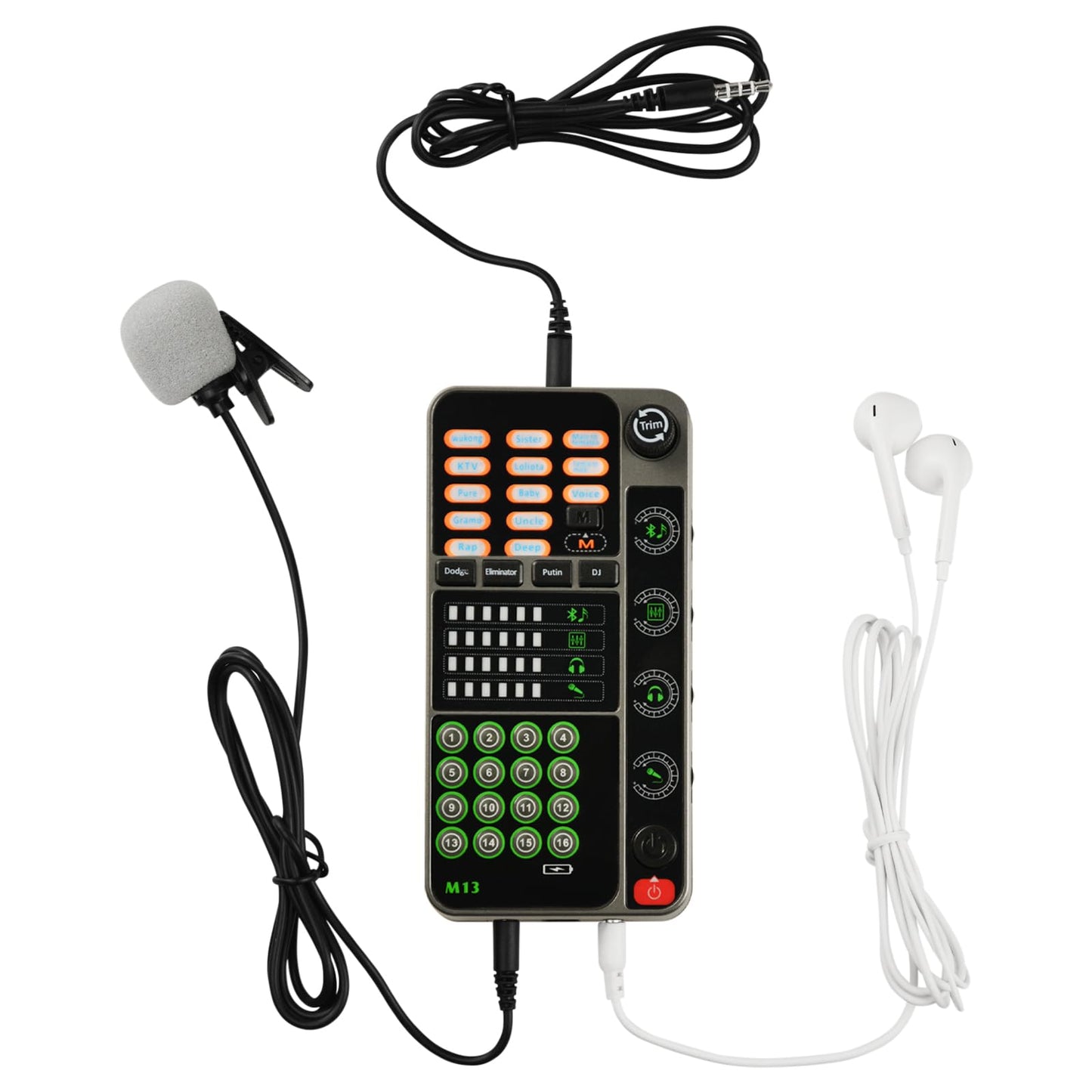 Portable Voice Changer, Handheld Microphone Voice Modulator Gaming Recording with 16 Sound Effects, Mini Live Broadcast Voice Disguiser for Mobile Phone Computer PS4 PS5 Xbox One Games