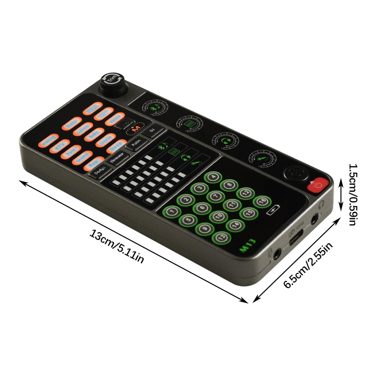 Portable Voice Changer, Handheld Microphone Voice Modulator Gaming Recording with 16 Sound Effects, Mini Live Broadcast Voice Disguiser for Mobile Phone Computer PS4 PS5 Xbox One Games